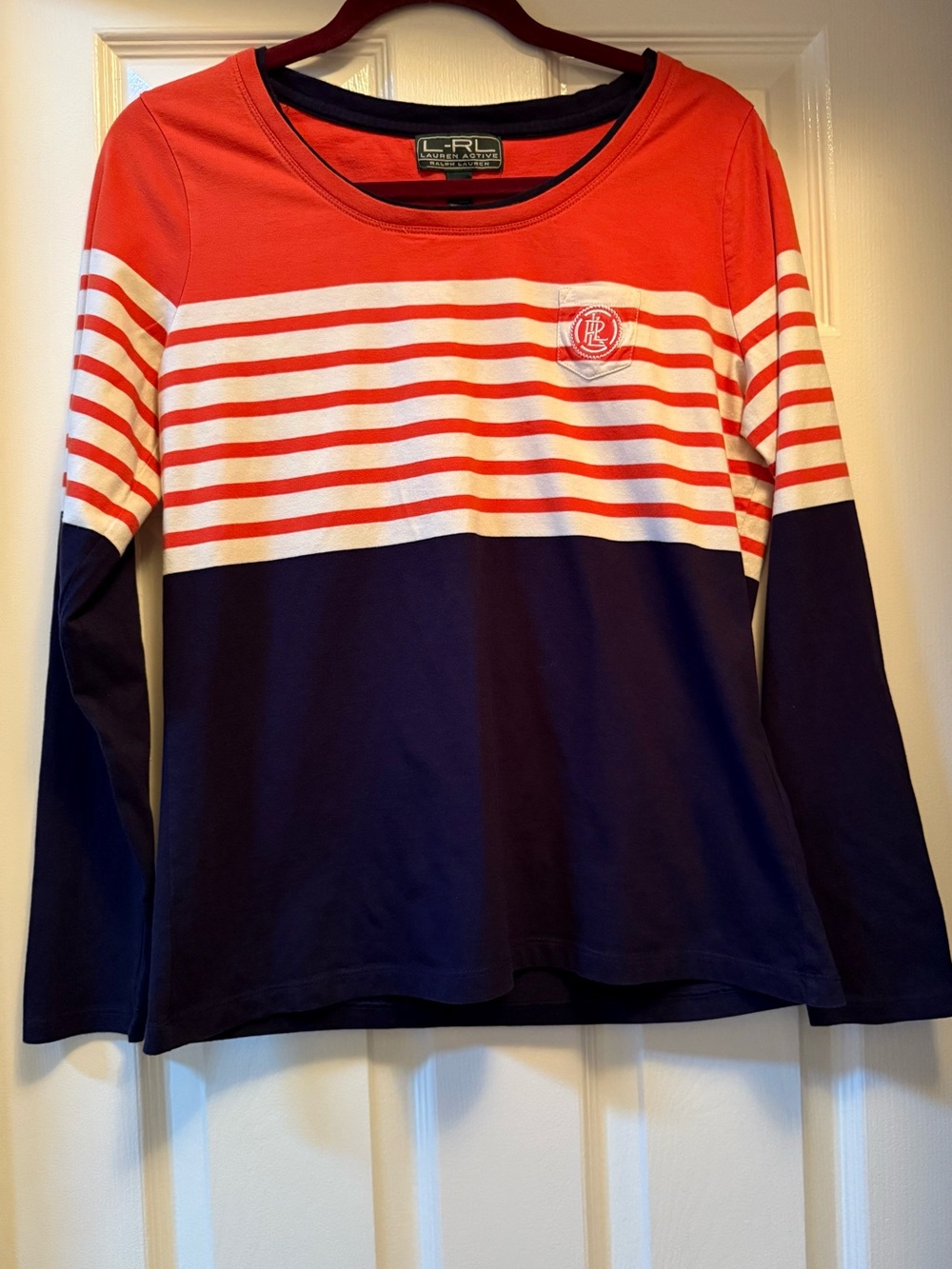 LRL LAUREN ACTIVE Cotton Long Sleeve Tee-Large